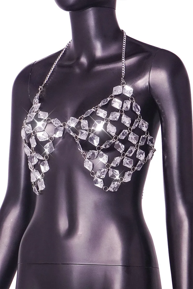 TG0173 Rhinestones Body Chain Top