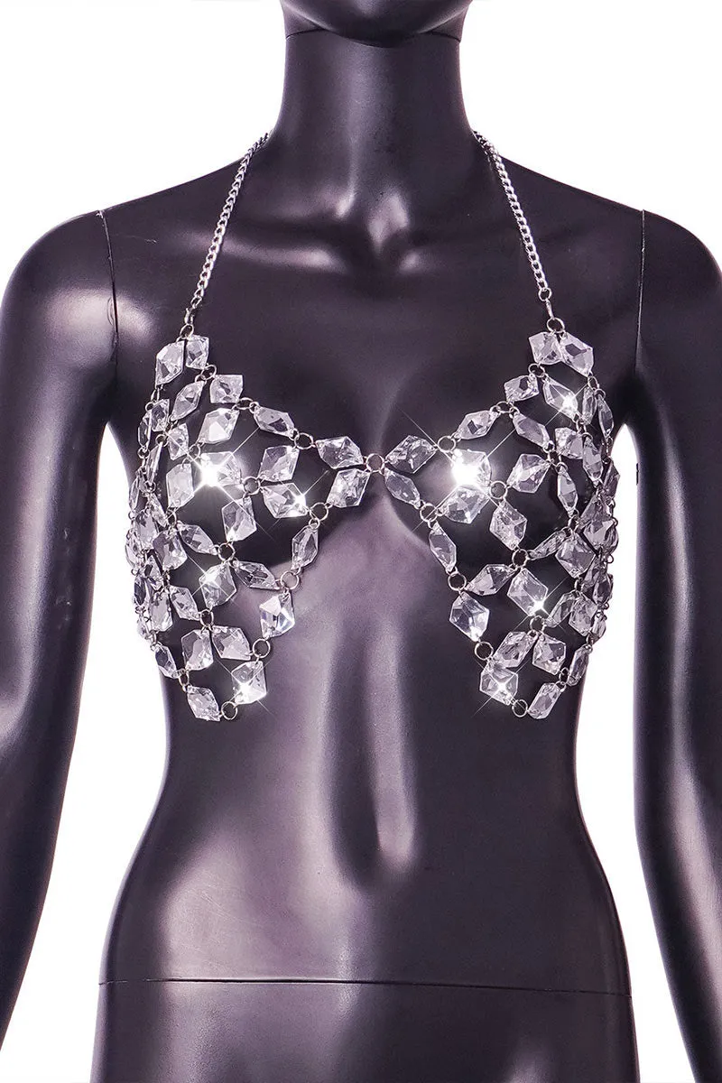 TG0173 Rhinestones Body Chain Top