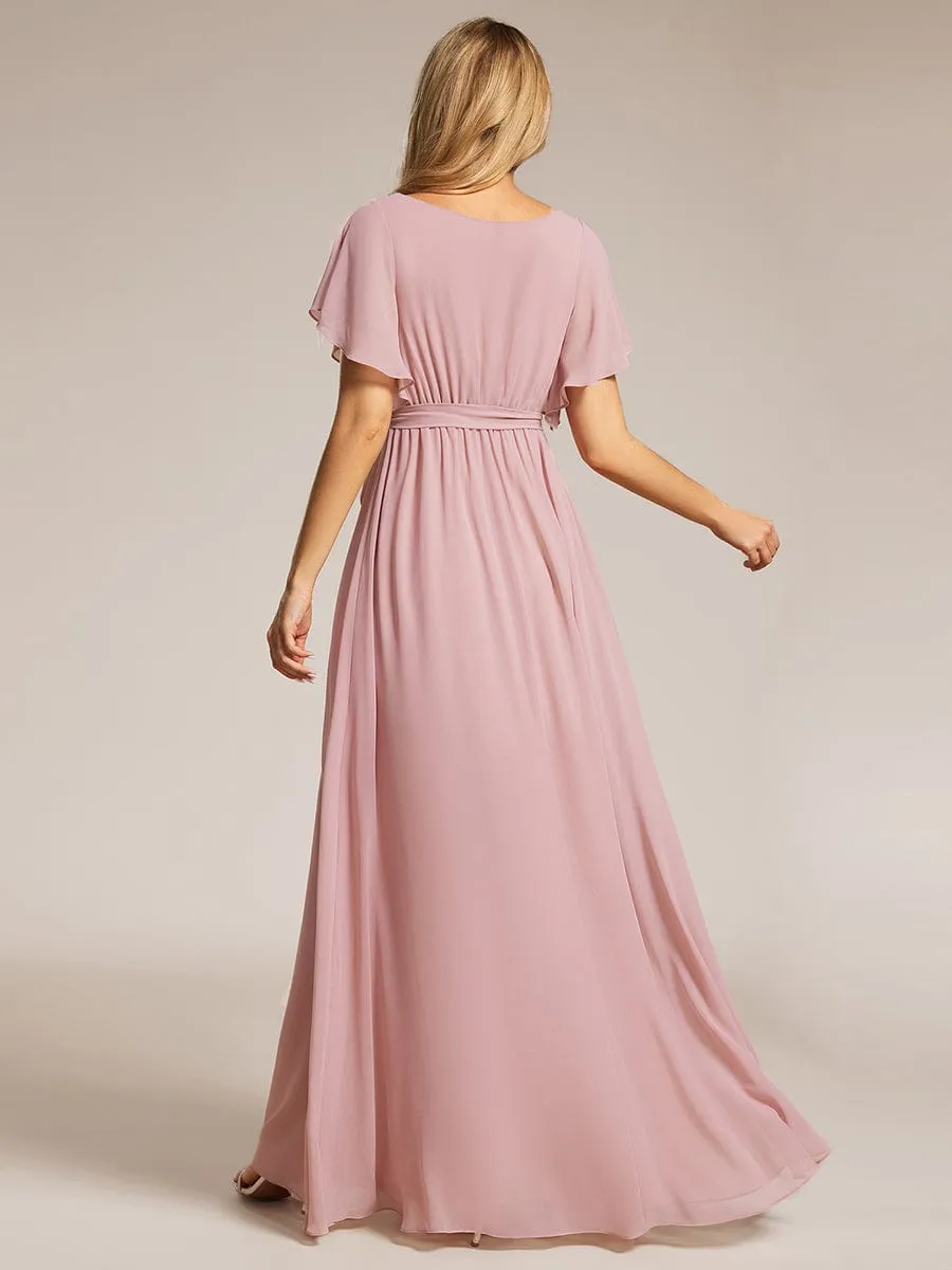 Tia split sleeve Dusty Pink bridesmaid dress Express NZ Wide