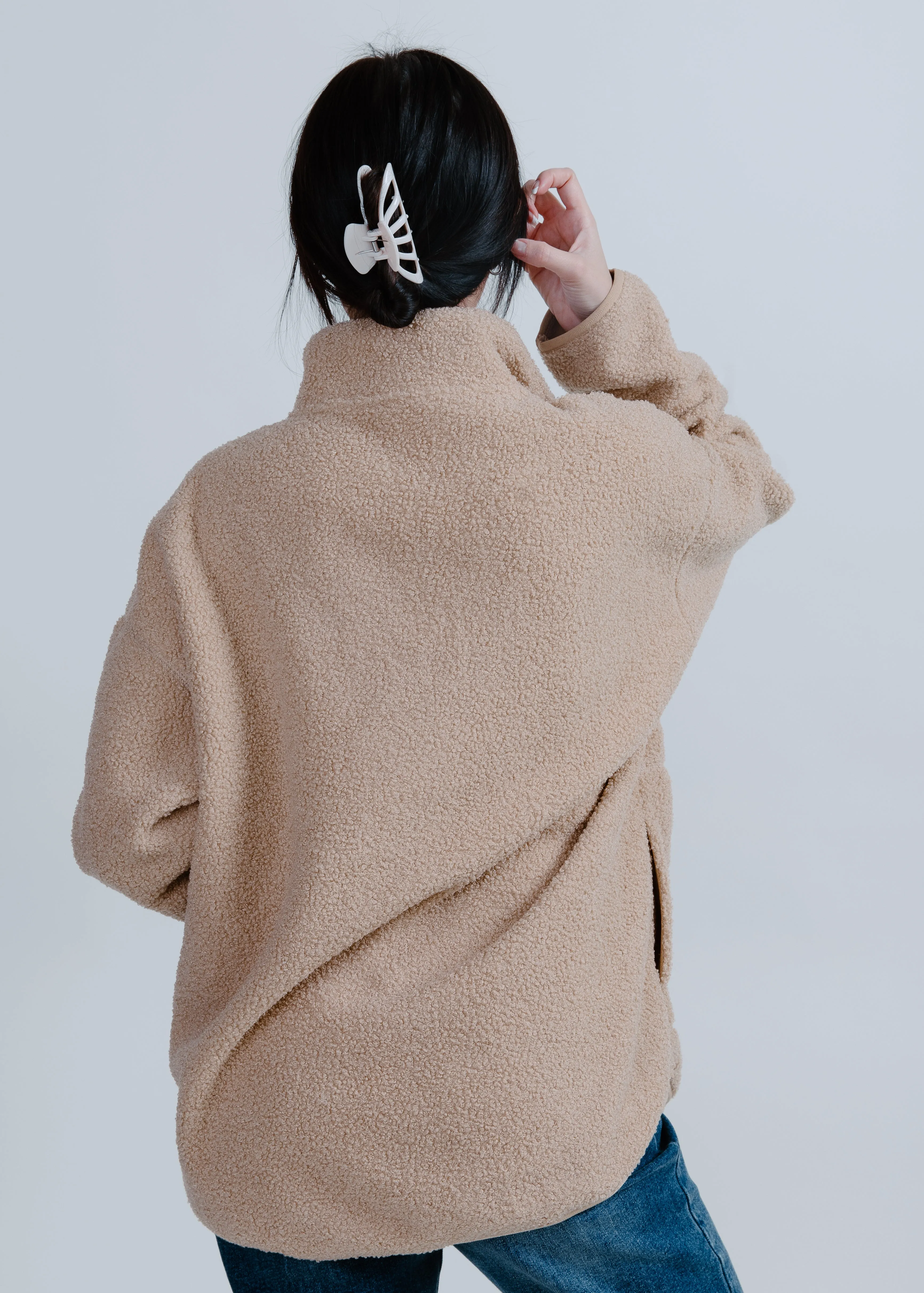 Tiara Sherpa Zip Up - Taupe