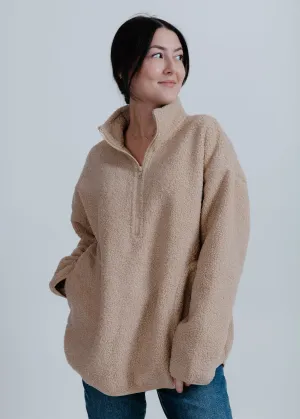 Tiara Sherpa Zip Up - Taupe