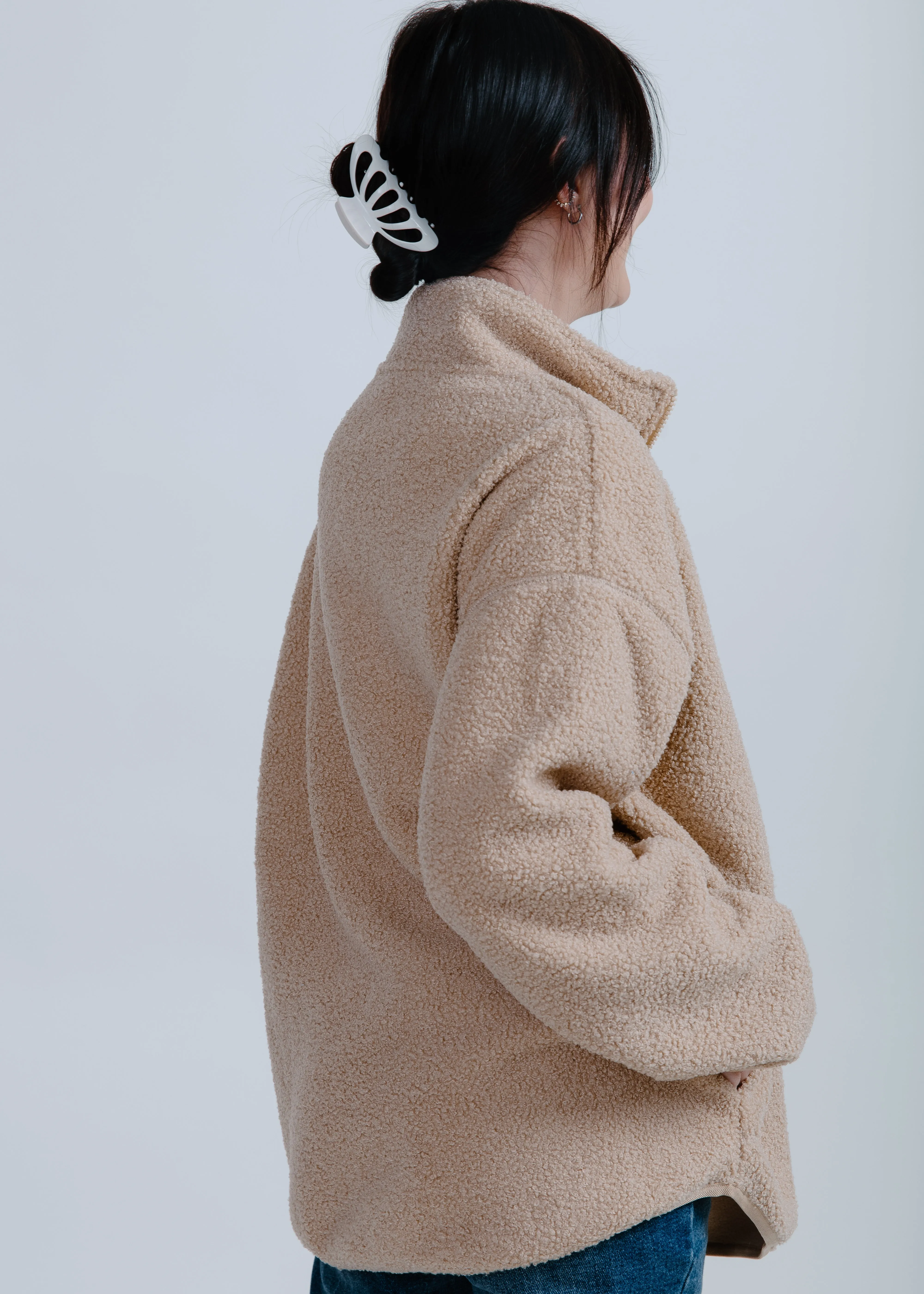 Tiara Sherpa Zip Up - Taupe