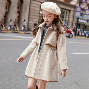 Toddler Girls Winter Wool Long Jacket Tweed Overcoat 3T-14T