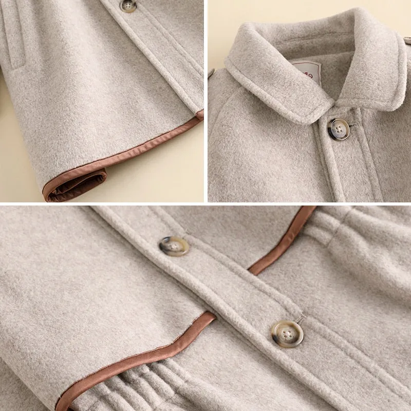 Toddler Girls Winter Wool Long Jacket Tweed Overcoat 3T-14T