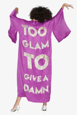 Too Glam To Give A Damn Silk Satin Long Kimono