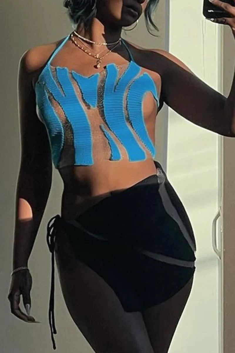 TP3452 Sheer Knitted Halter Top