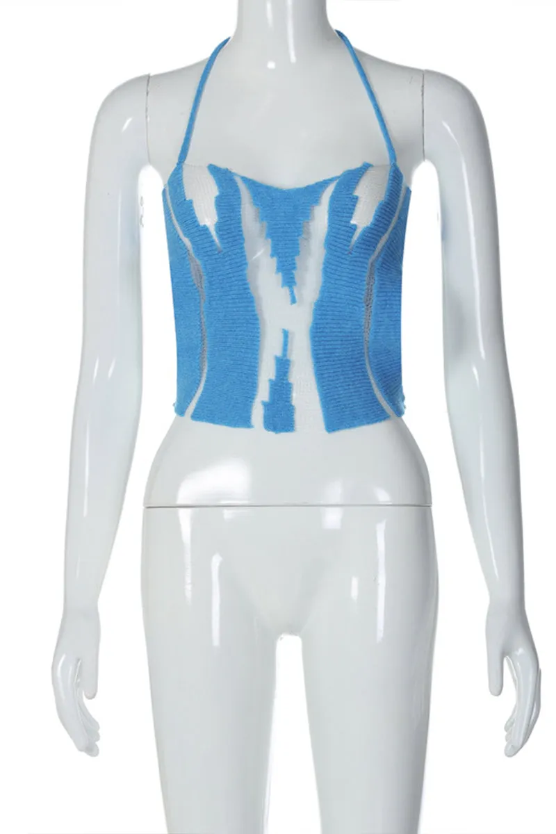 TP3452 Sheer Knitted Halter Top