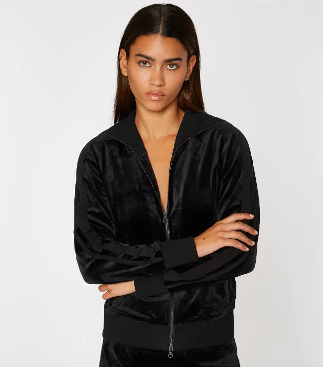 Track Jacket with Tonal Racing Stripe in Black