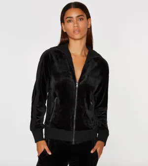 Track Jacket with Tonal Racing Stripe in Black