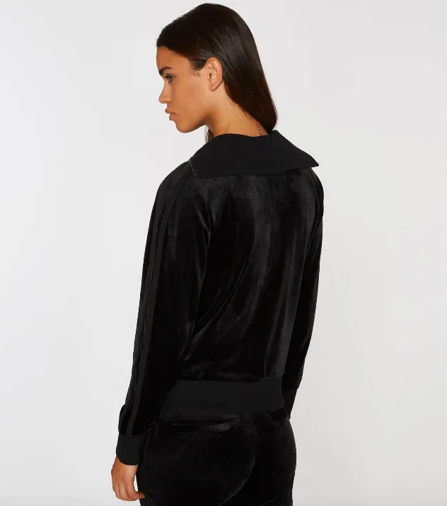 Track Jacket with Tonal Racing Stripe in Black