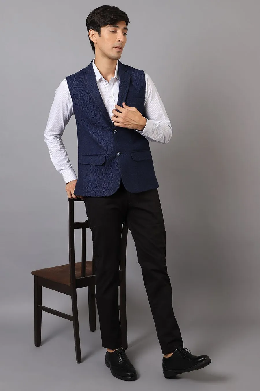 Tweed Dark Blue Modi Nehru Jacket