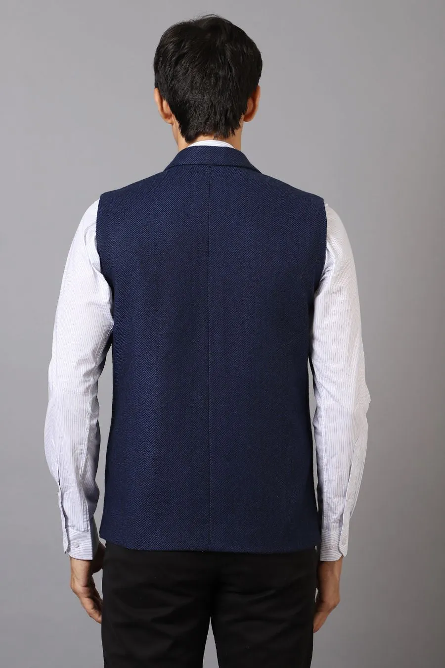 Tweed Dark Blue Modi Nehru Jacket