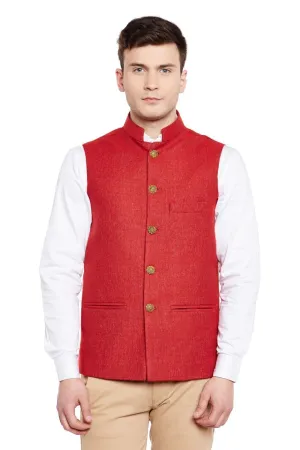 Tweed Red Modi Nehru Jacket