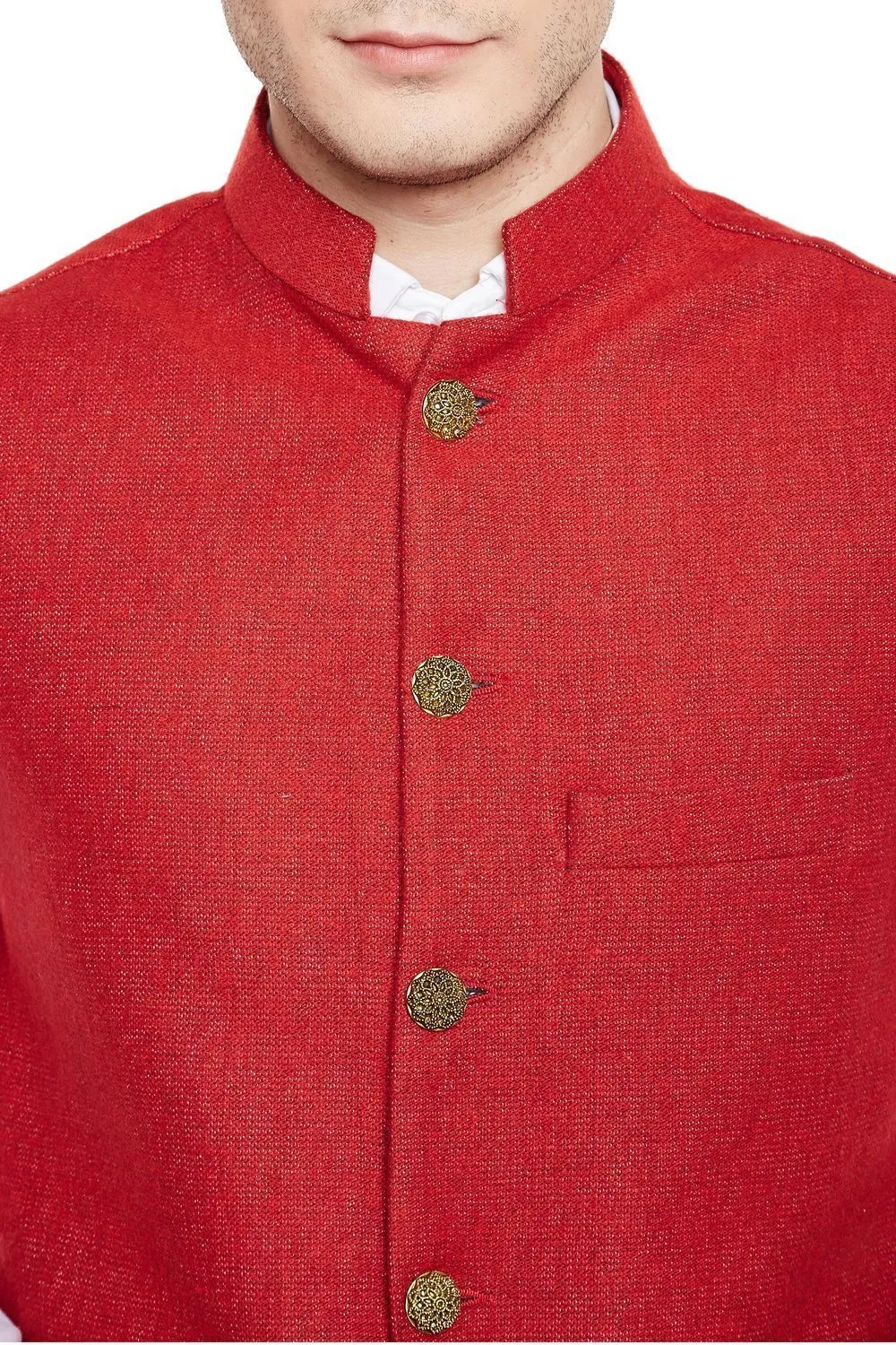 Tweed Red Modi Nehru Jacket