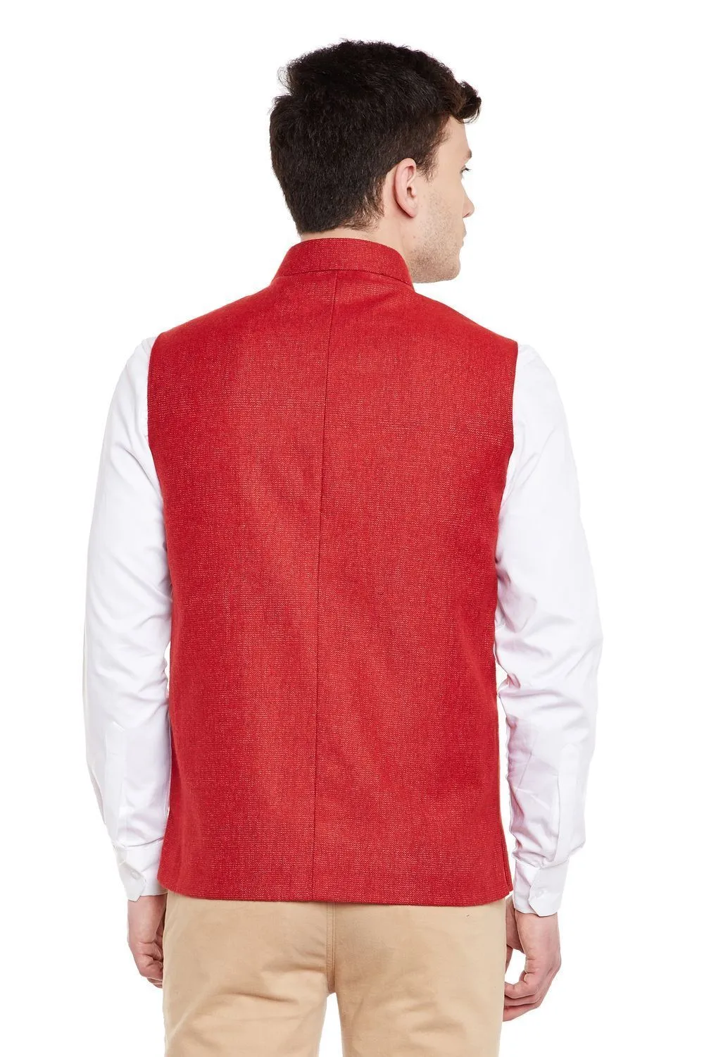 Tweed Red Modi Nehru Jacket