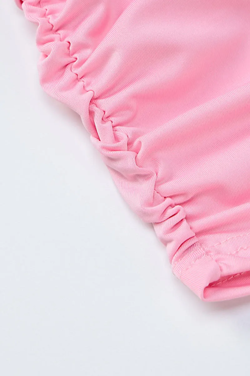 UI858 Halter Ruched Top and Mini Skirt Set