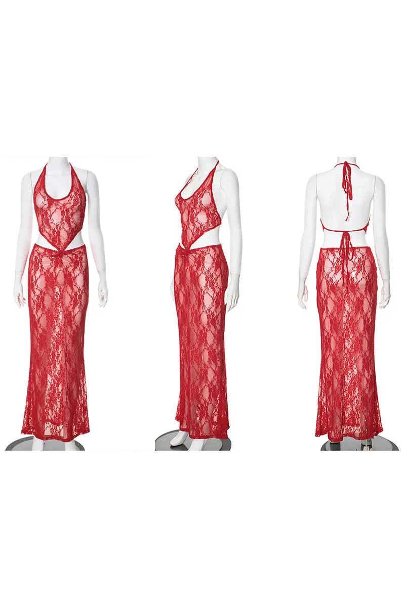 UL0418 Lace Maxi Skirt Set