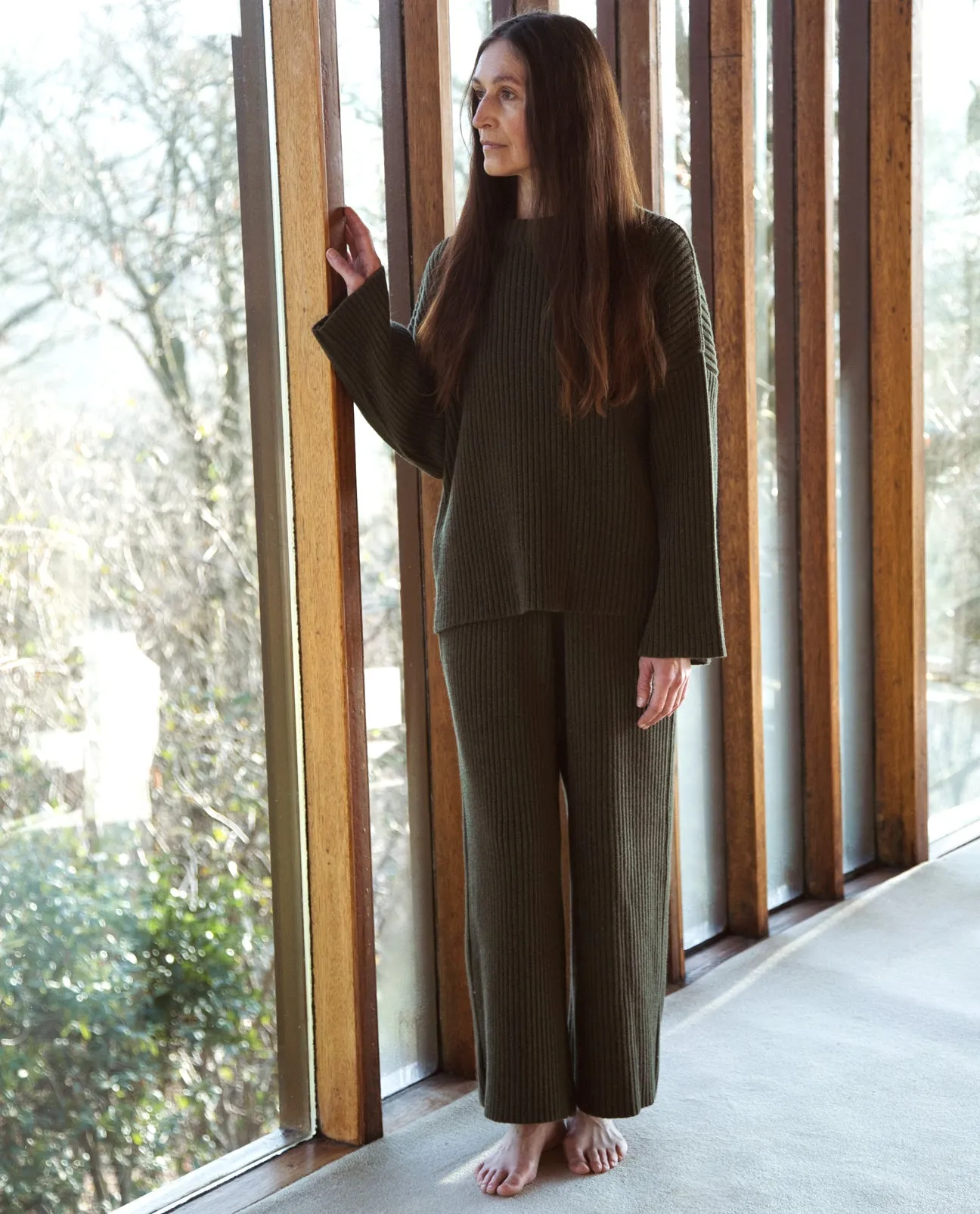 Valda Alpaca And Recycled Wool Trousers In Army