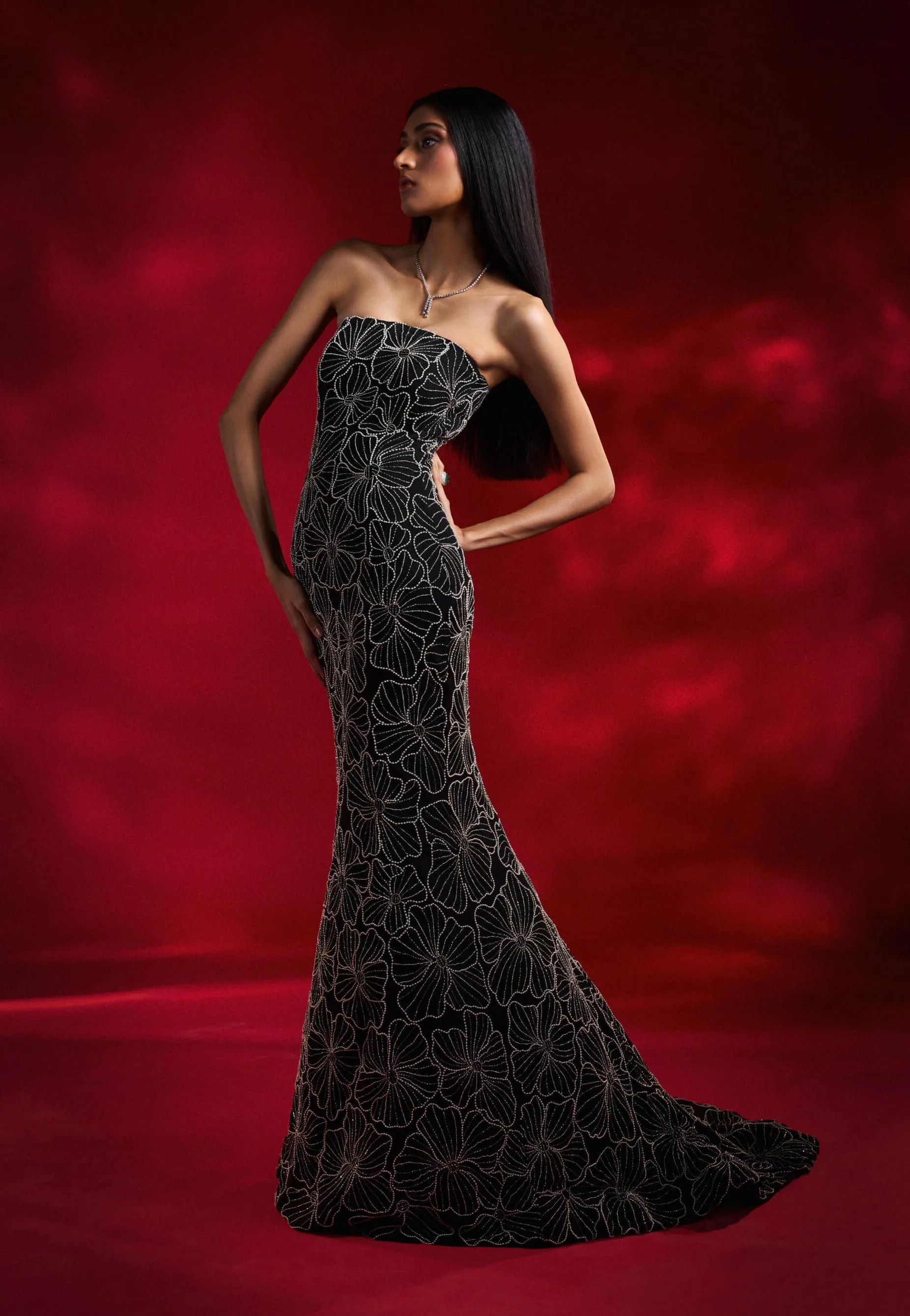Vanellope black embellished gown