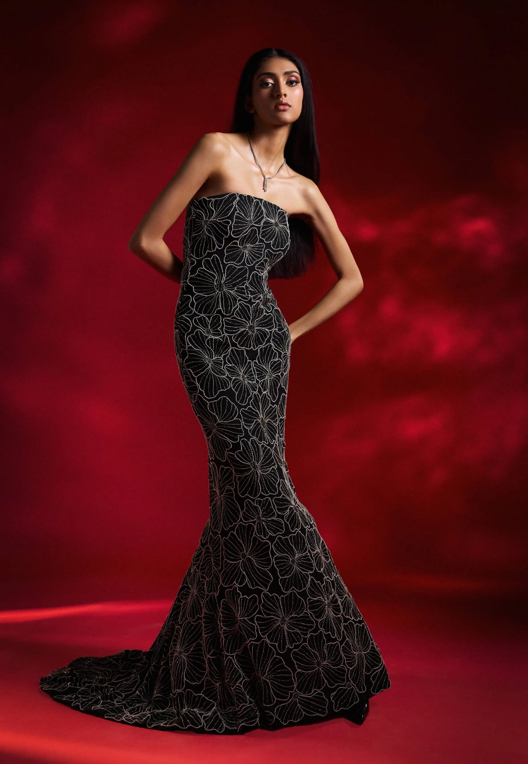 Vanellope black embellished gown
