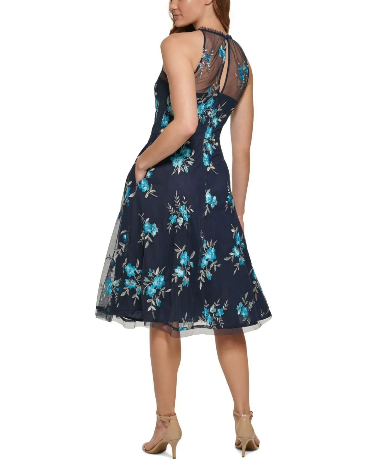 Vince Camuto Women's Floral-Embroidered Halter-Style Dress VC2M3434