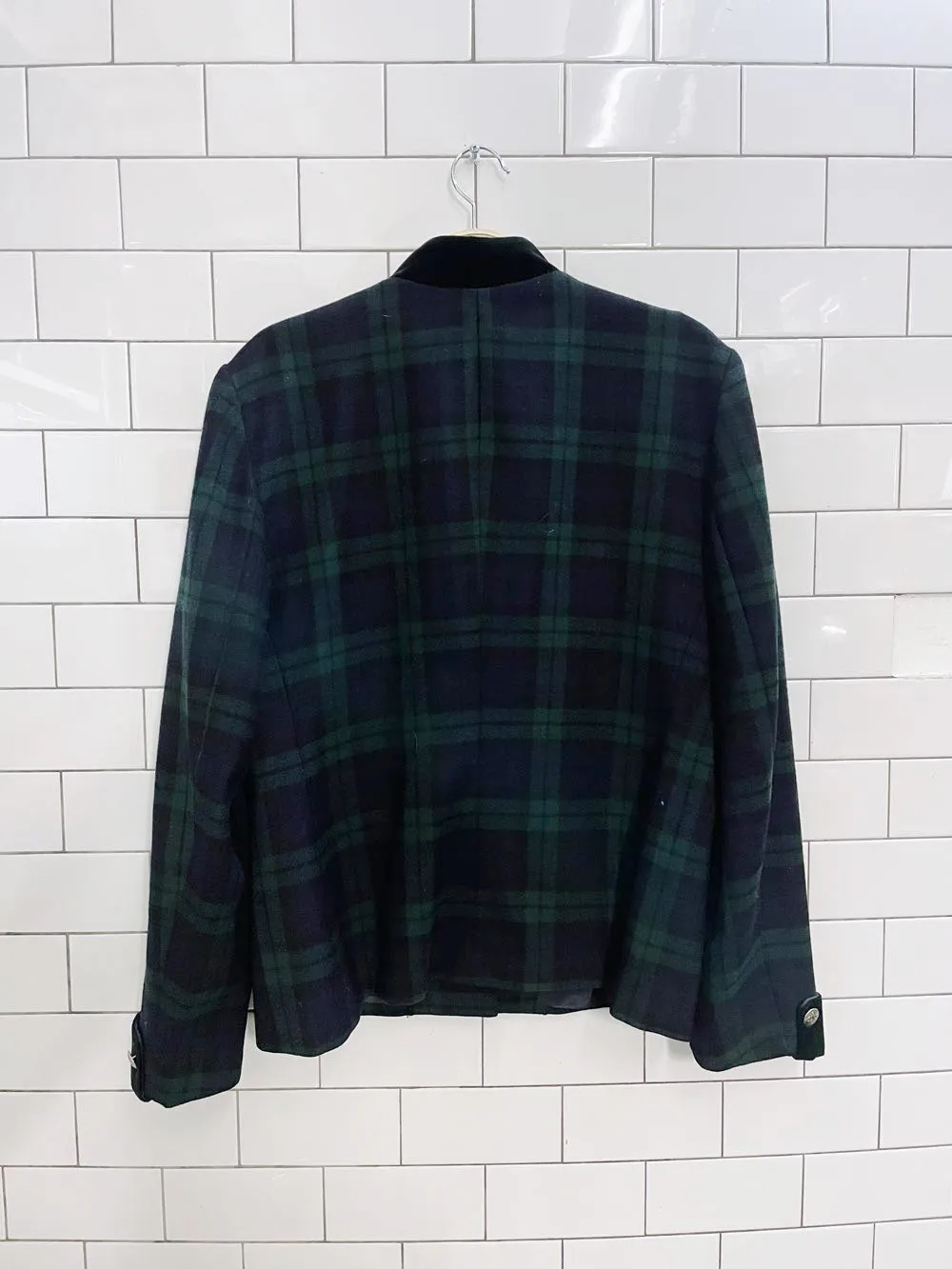 vintage bianca nygard velvet trim wool tartan jacket