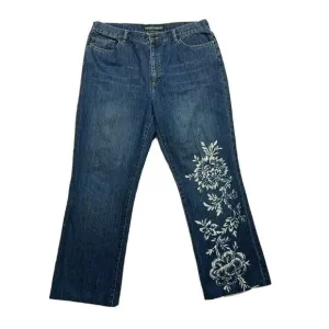 Vintage Lauren Jeans Ralph Lauren‎ Bootcut Floral Print Cotton Dark 16 (37x30.5)
