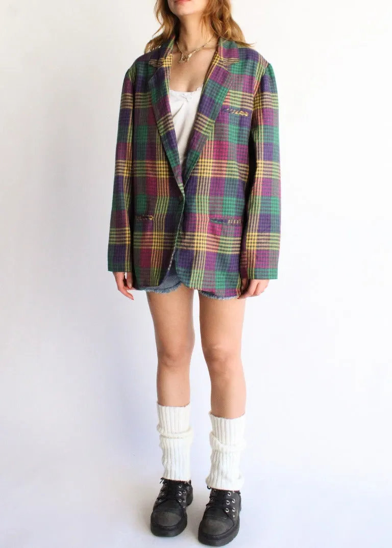 Vintage Plaid Blazer S0178