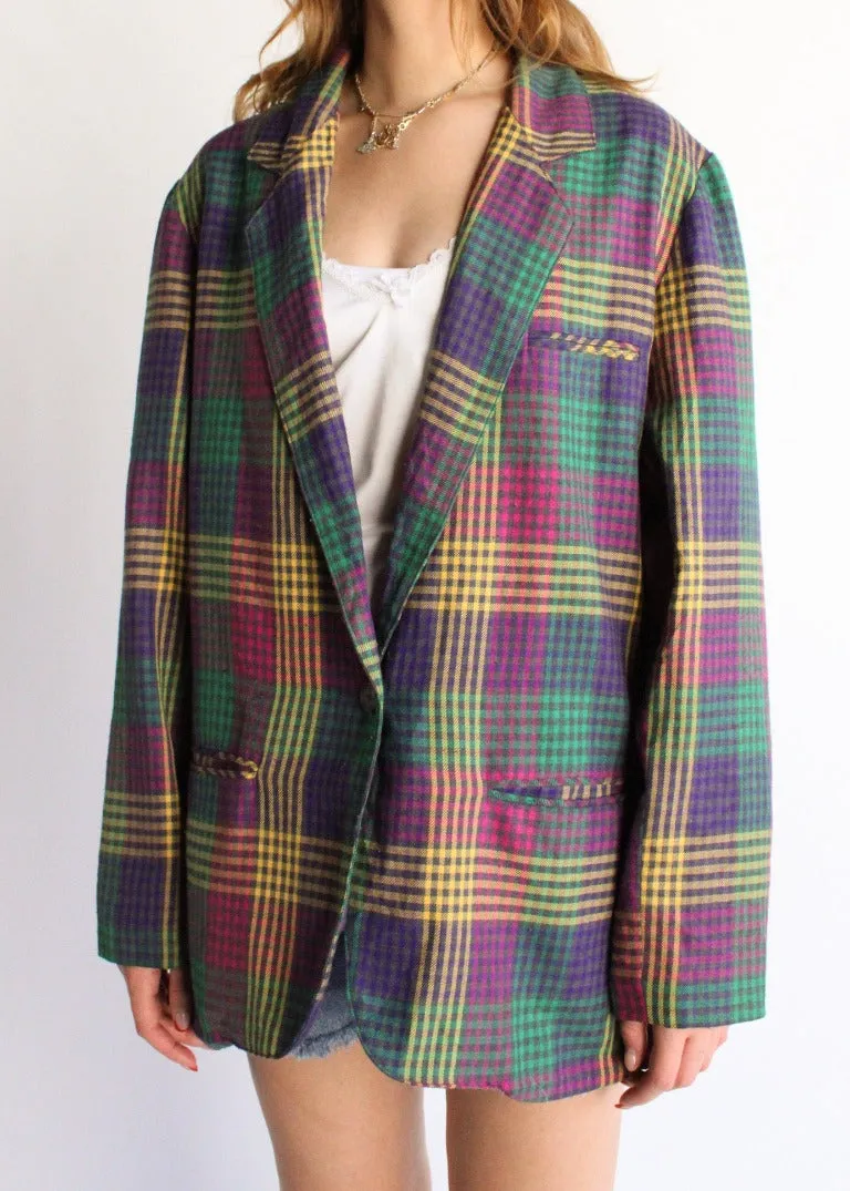 Vintage Plaid Blazer S0178
