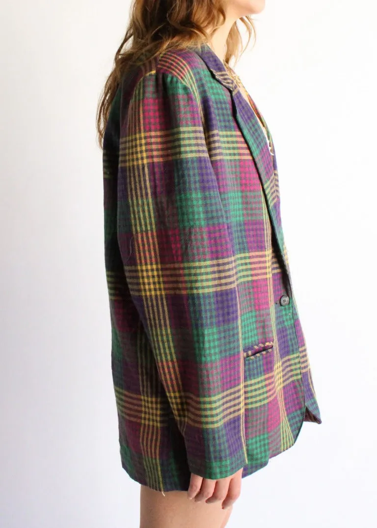 Vintage Plaid Blazer S0178