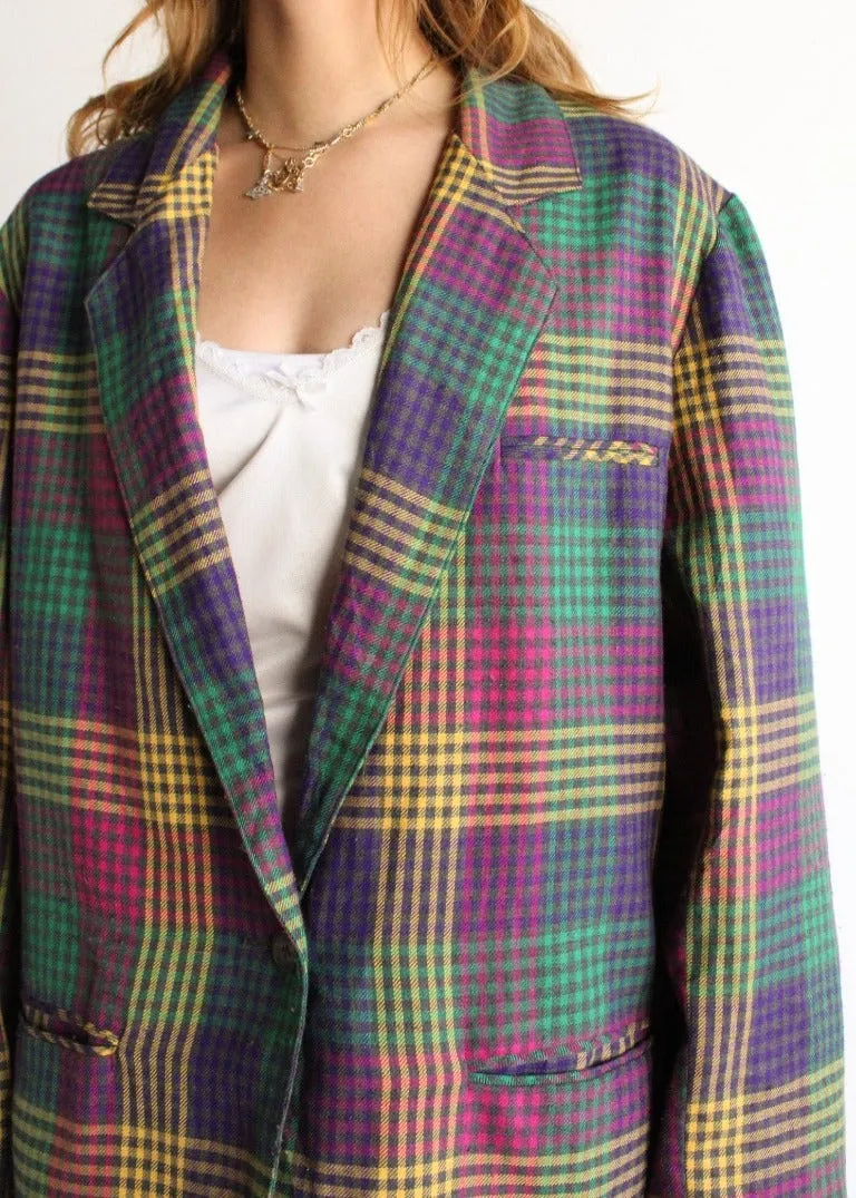 Vintage Plaid Blazer S0178