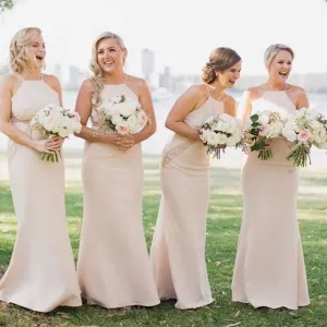 Vintage Simple Halter Bridesmaid Dress