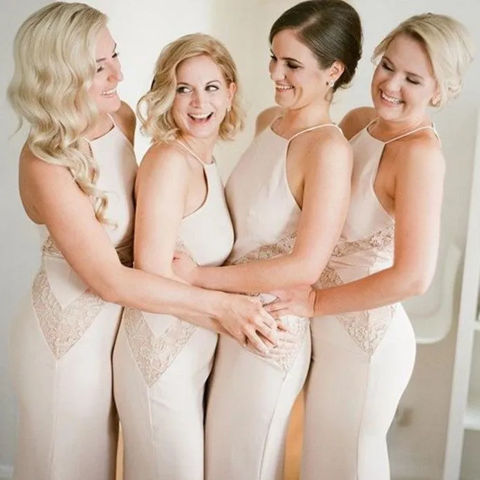 Vintage Simple Halter Bridesmaid Dress