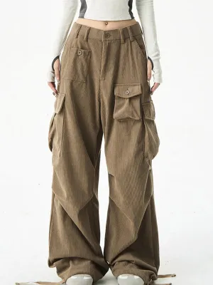 Vintage street corduroy pants with multiple pockets