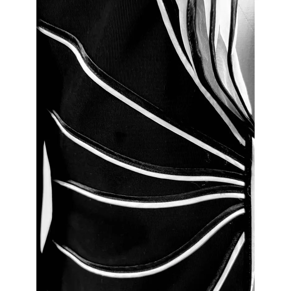 Vtg Victor Costa Stunning Black & White Evening jacket Wavy Lines Sz M 90s