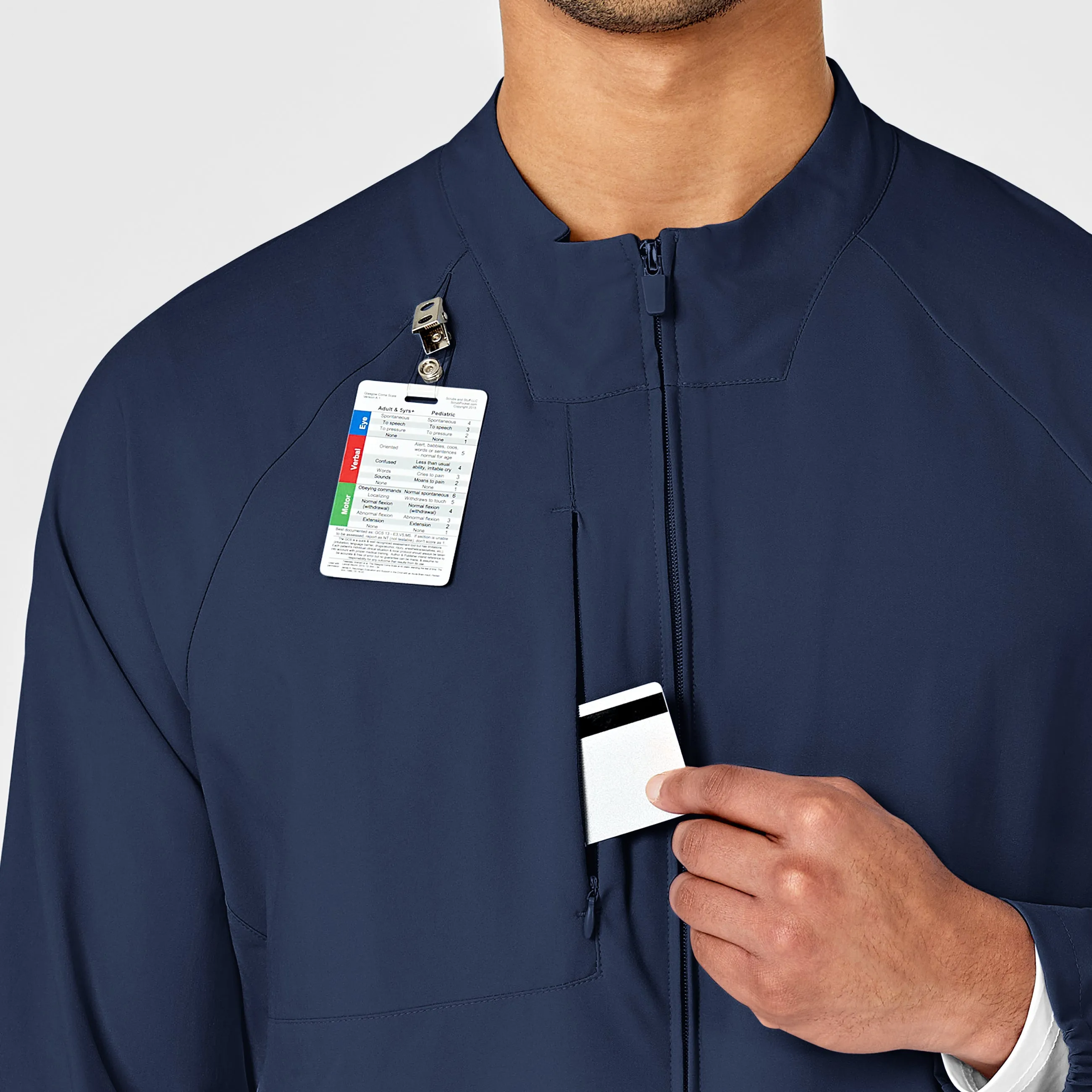 W123 8355 Men's Zip Front Warm Up Jacket Navy
