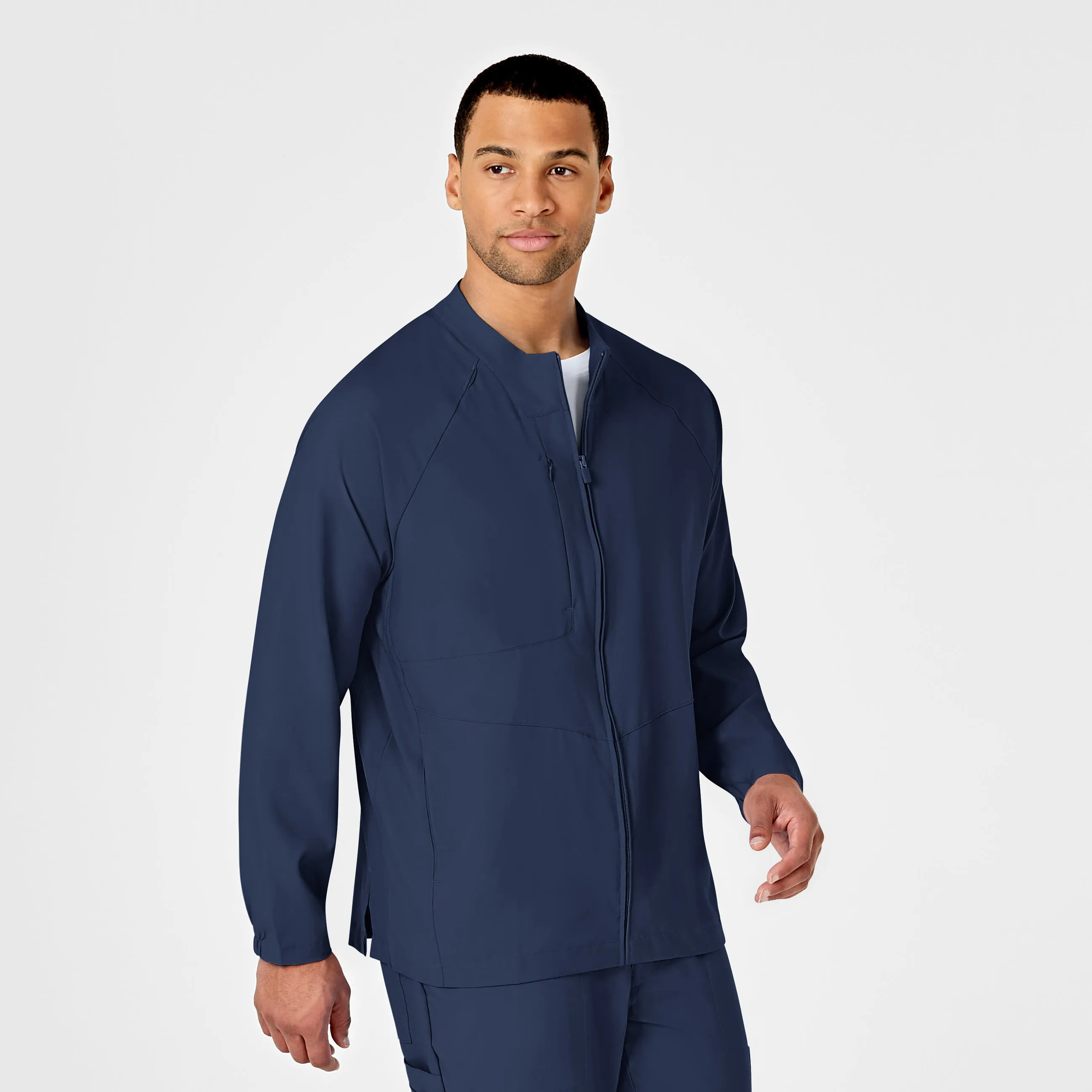 W123 8355 Men's Zip Front Warm Up Jacket Navy