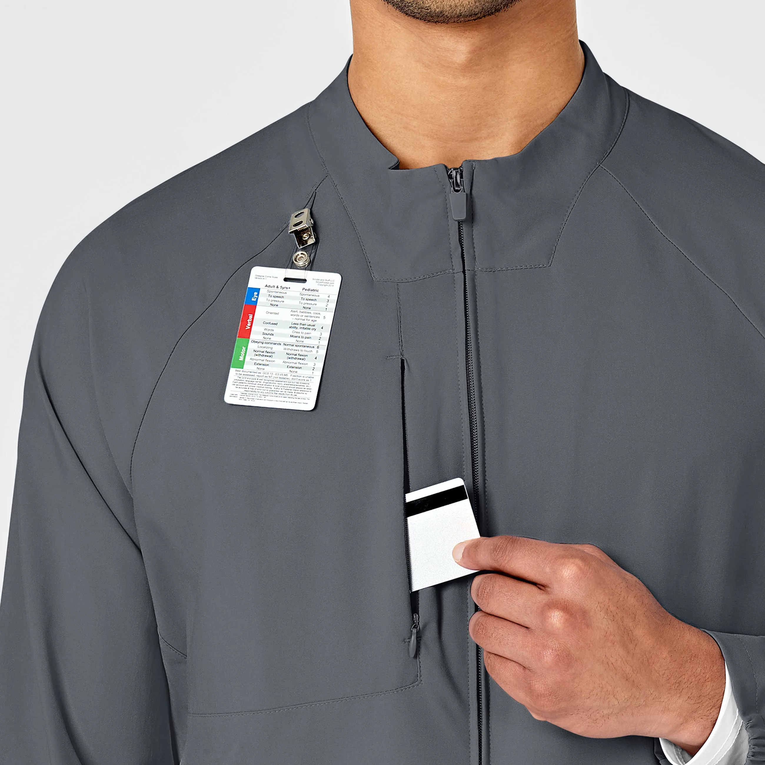 W123 8355 Men's Zip Front Warm Up Jacket Pewter