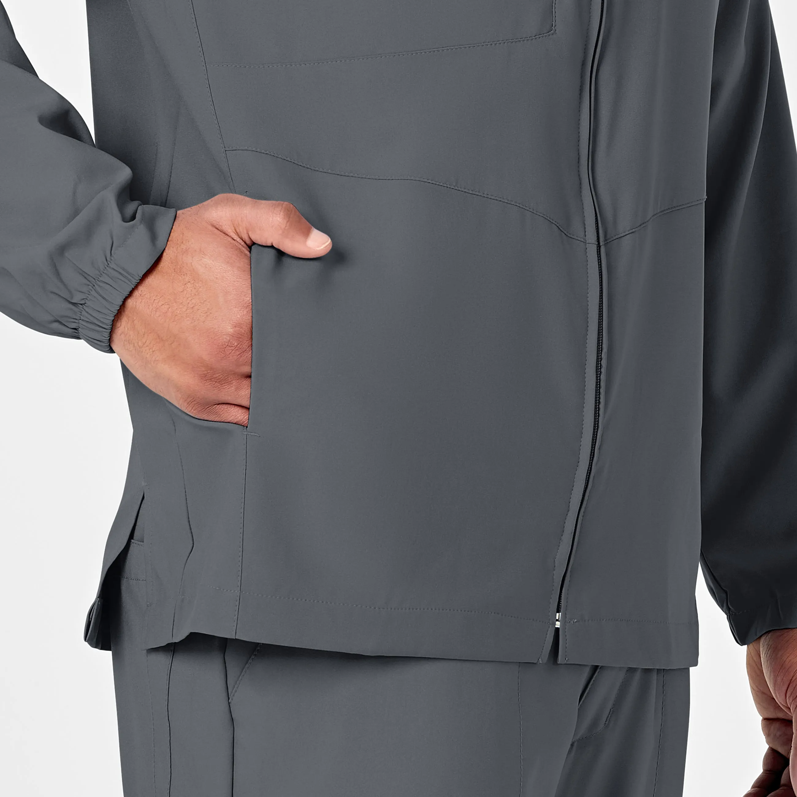 W123 8355 Men's Zip Front Warm Up Jacket Pewter