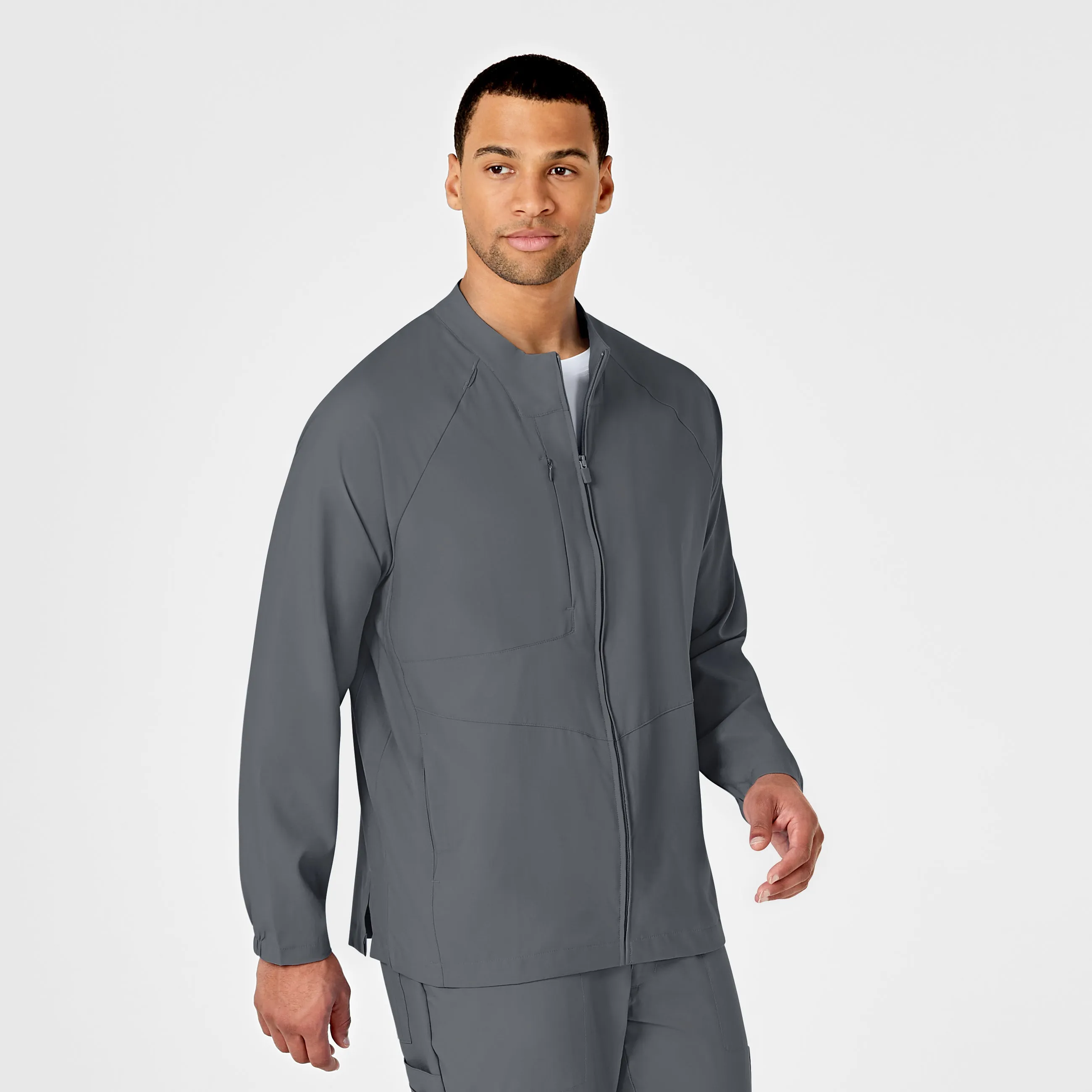 W123 8355 Men's Zip Front Warm Up Jacket Pewter
