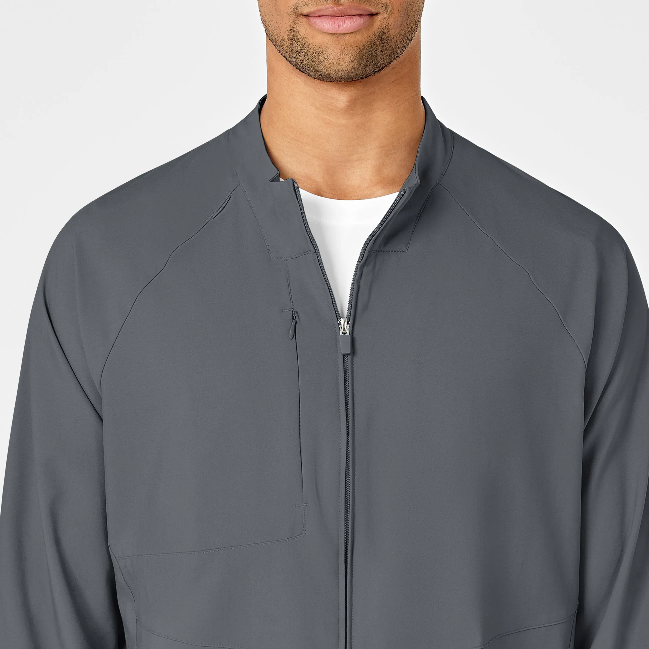 W123 8355 Men's Zip Front Warm Up Jacket Pewter