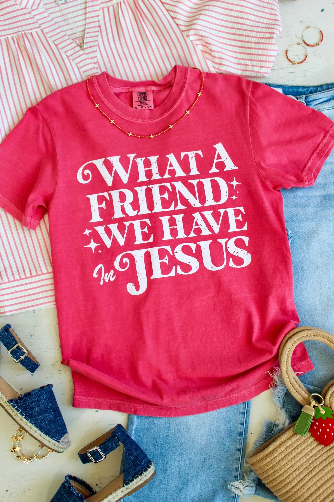 What A Friend We Have In Jesus Graphic Tee • Red