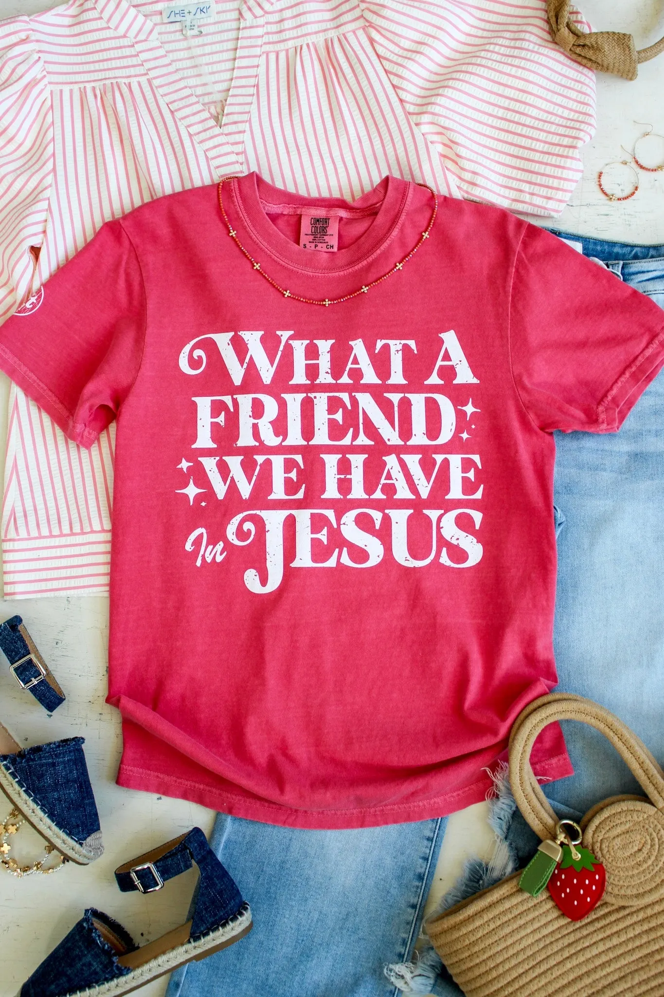 What A Friend We Have In Jesus Graphic Tee • Red