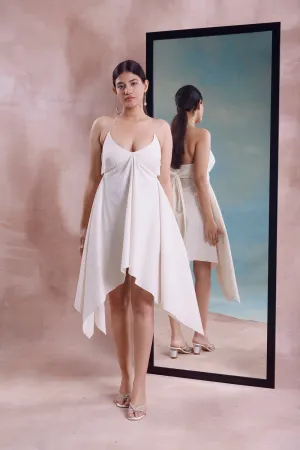 White Cotton High-Low Dress
