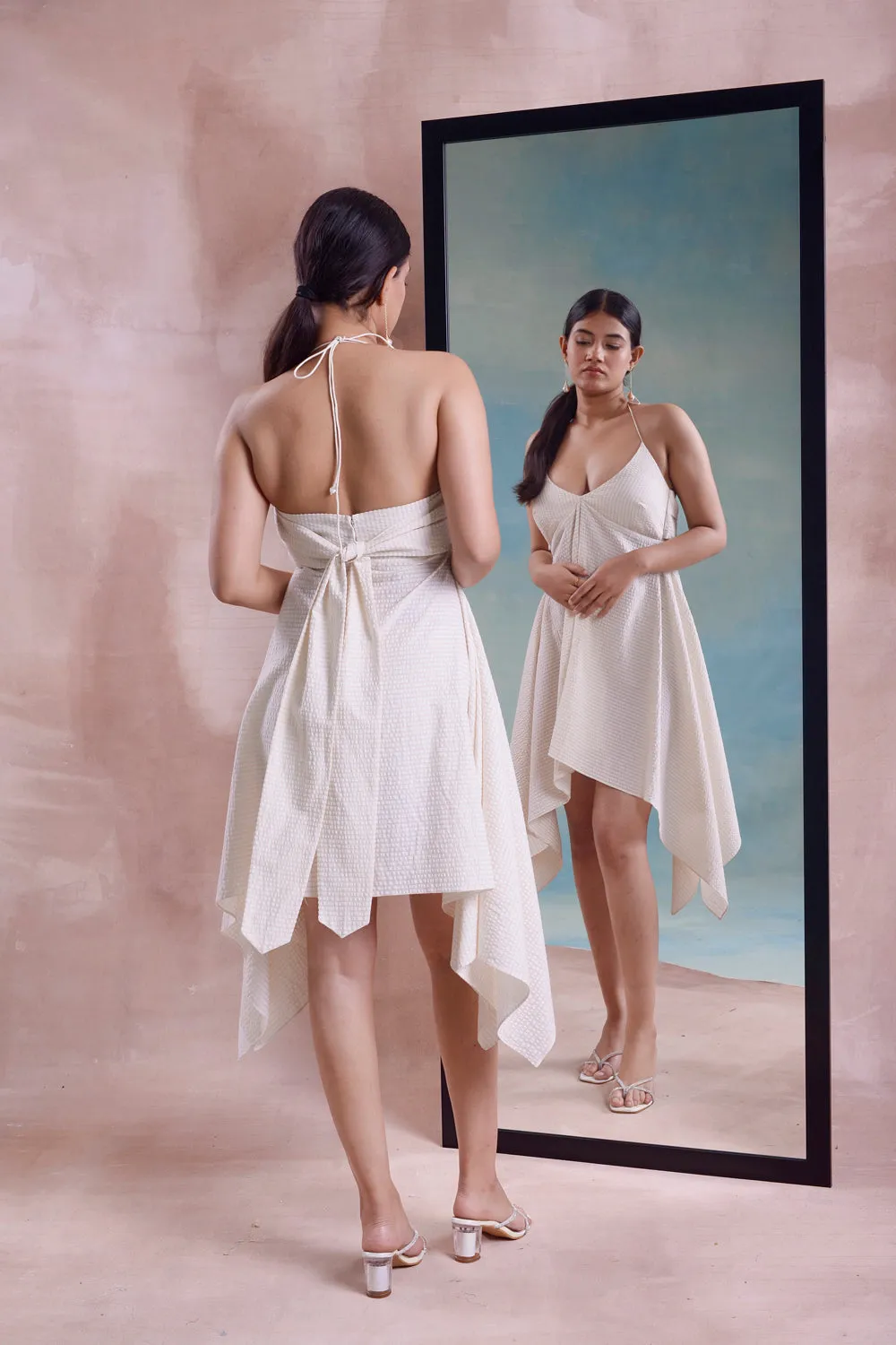 White Cotton High-Low Dress