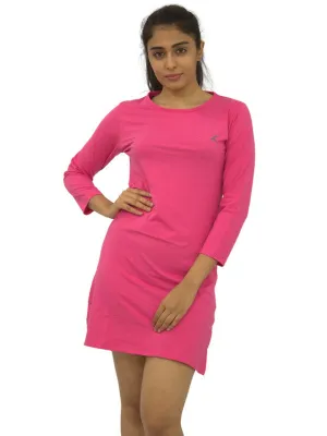 Women Dark Pink Regular Fit Solid Long Top - PRETTY WOMAN TEE-D.Pink