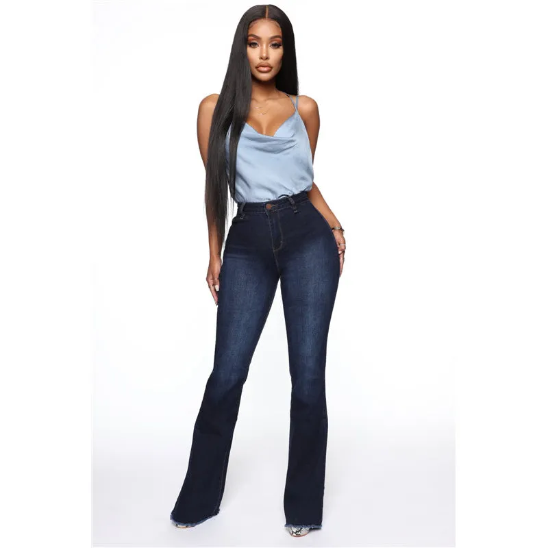 Women Elasticity Skinny Flare Bell Bottom Jeans Bootcut Jeans