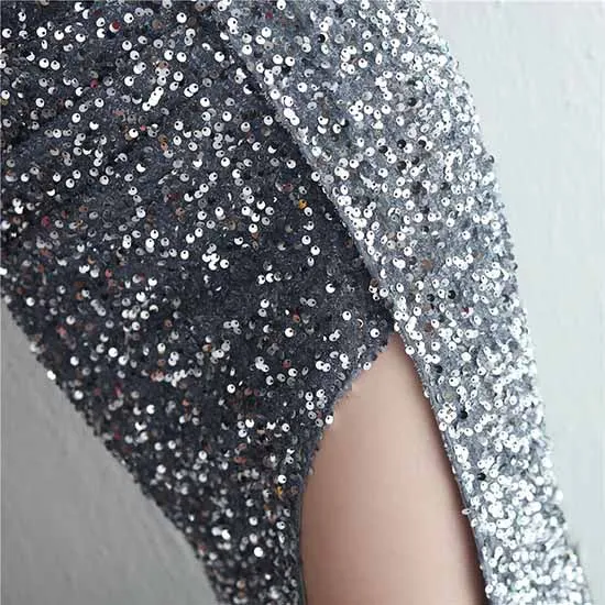 Women Sequin Party Dress V-Neck Sphagetti Strap Formal Evening Gowns S-4XL