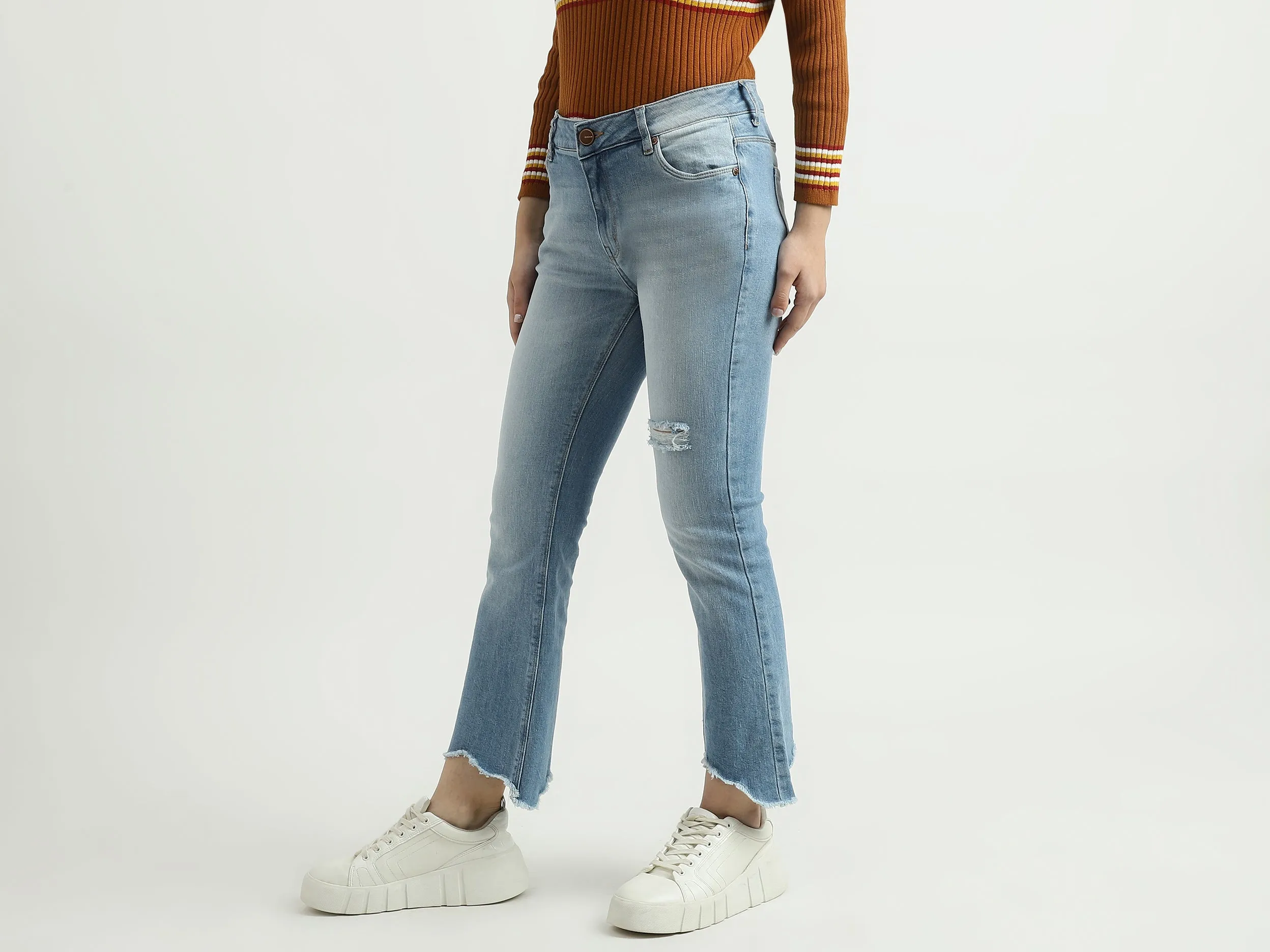 Women Solid Boot Cut Jeans