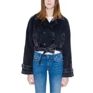 Women's Black Cotton Blazer with Front Pockets